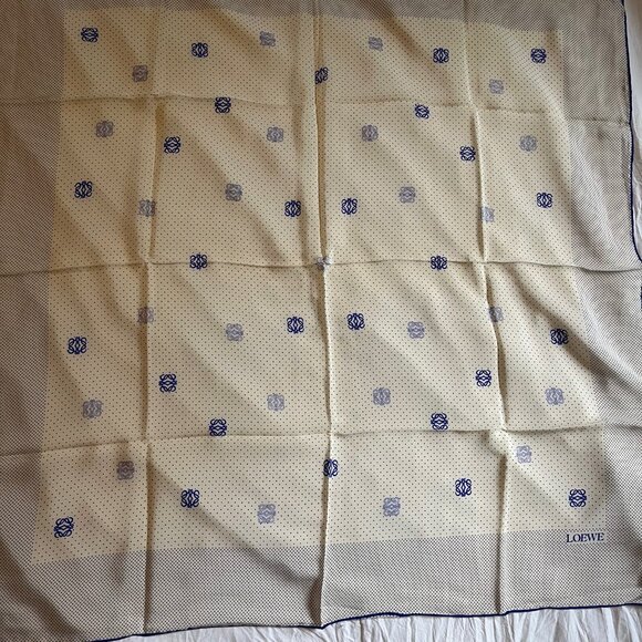 Loewe Vintage Silk Scarf Logo Blue Dot - Picture 5 of 6